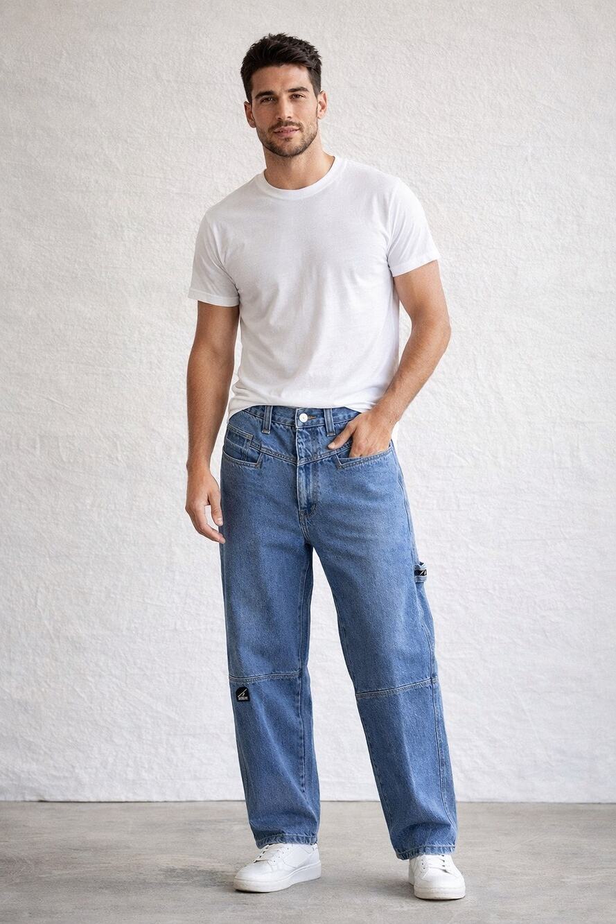 VTG Karl Kani Jeans Mens 34x28 Blue Denim Baggy Wide Leg Y2K Baggy Carpenter
